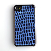 Grid Pattern Leather Back Case Cover for iPhone 4 Blue