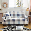 Grid Print 1-Piece Sofa Cover Couch Cover Furniture Protector Soft Stretch Slipcover Spandex Jacquard Fabric Super Fit for 1~4 Cushion Couch and L Shape Sofa, Easy to Install(1 Free Cushion Cover)