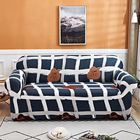 Grid Print 1-Piece Sofa Cover Couch Cover Furniture Protector Soft Stretch Slipcover Spandex Jacquard Fabric Super Fit for 1~4 Cushion Couch and L Shape Sofa, Easy to Install(1 Free Cushion Cover)