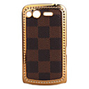 Grid Style Electroplating Protective Case for HTC Desire S (Brown)
