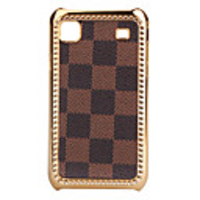 Grid Style Electroplating Protective Case for Samsung i9000 (Brown)