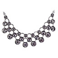 Gun Color Plated Alloy Crystal Necklace