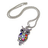 Gun Color Plated Colorful Owl Alloy Zircon Necklace
