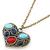 Gun Color Plated Colorful Peach Heart Alloy Necklace