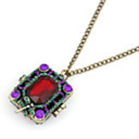 Gun Color Plated Gem Box Alloy Necklace