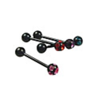 Gun Color Plated Stainless Steel Rhinestone Navel/Ear Piercing