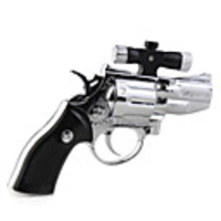 Gun Shaped Windproof Jet Cigar Cigarette Lighter with Laser Silvery