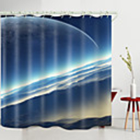 Gunsan Planet Digital Printing Shower Curtain Shower Curtains Hooks Modern Polyester New Design