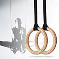 Gymnastic Rings Punching Bag Cam Buckle Straps Sports Wood Home Workout Gym Exercise Fitness Adjustable Olympic Heavy Duty Muscular Bodyweight Training Crossfit Pull Up For