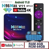 H96 Max V11 RK3318 4K Hd Youtube Google Play 2.4G 5G Wifi BT4.0 Receiver Media Player HDR USB 3.0 4GB 32GB 64GB Smart Android 11 TV Box miniinthebox