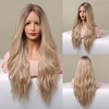 HAIRCUBE Ombre Golden/Auburn/Brown 26 inch Lace Front Wig Long Water Wavy 1341 T Part Kanekalon Lace Wig With Baby Hair for Woman 180% Density miniinthebox