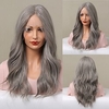 HAIRCUBE Ombre Grey/Brown/Auburn/Golden 22 inch Lace Front Wig Long Natural Wavy 1341 T Part Kanekalon Lace Wig With Baby Hair for Woman 180% Density miniinthebox