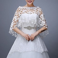 Half Sleeve Capes Lace Wedding Shawl Wrap With Lace
