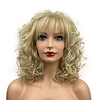 Halflang Krullend Hittebestendige Synthetisch Haar Pruiken Voor Vrouwen Meisjes Met Pony Feestavond Out Blonde Highlights miniinthebox
