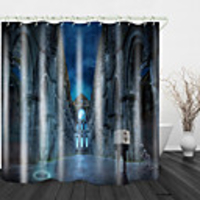 Halloween Ancient City Ghost Digital Printing Shower Curtain English Green Leaf Digital Printing Shower Curtain Shower Curtains amp; Hooks Modern Polyester New Design