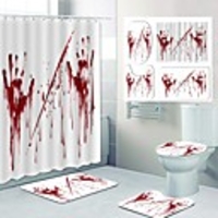 Halloween Blood Handprint Weird Pattern Printing Bathroom Shower Curtain Leisure Toilet Four-Piece Design