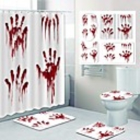 Halloween Blood Handprint Weird Pattern Printing Bathroom Shower Curtain Leisure Toilet Four-Piece Design