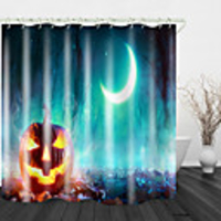 Halloween Devil Pumpkin Crescent Moon Digital Printing Shower Curtain English Green Leaf Digital Printing Shower Curtain Shower Curtains amp; Hooks Modern Polyester New Design