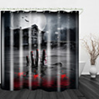 Halloween Digital Printing Shower Curtain English Green Leaf Digital Printing Shower Curtain Shower Curtains amp; Hooks Modern Polyester New Design