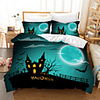Halloween Duvet Cover Set,  Happy Halloween Greetings Pumpkins Skull Bones Bats Pennant Image,  Decorative 2/3 Piece Bedding Set with 1 or 2 Pillow Shams,  Queen King Size