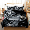 Halloween Duvet Cover Set,  Happy Halloween Human Skeleton Kiss Skull Bones Image,  Decorative 2/3 Piece Bedding Set with 1 or 2 Pillow Shams,  Queen King Size, Black