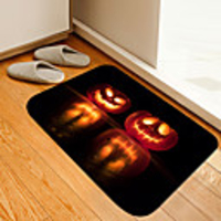 Halloween Evil Pumpkin Digital Printing Floor Mat Flowers Kitten Girl Modern Bath Mats Nonwoven / Memory Foam Novelty Bathroom
