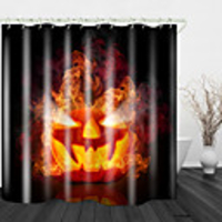 Halloween Flame Pumpkin Digital Printing Shower Curtain English Green Leaf Digital Printing Shower Curtain Shower Curtains amp; Hooks Modern Polyester New Design