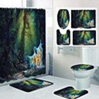 Halloween Fresh Seaside Pattern PrintingBathroom Shower Curtain Leisure Toilet Four-Piece Design