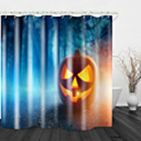 Halloween Ghost Fog Pumpkin Digital Printing Shower Curtain English Green Leaf Digital Printing Shower Curtain Shower Curtains amp; Hooks Modern Polyester New Design