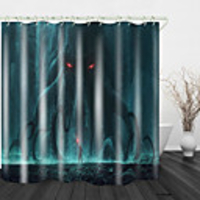 Halloween Giant Octopus Monster Digital Printing Shower Curtain English Green Leaf Digital Printing Shower Curtain Shower Curtains Hooks