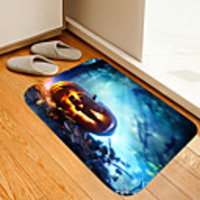 Halloween Misty Evil Pumpkin Digital Printing Floor Mat Flowers Kitten Girl Modern Bath Mats Nonwoven / Memory Foam Novelty Bathroom