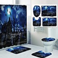 Halloween Night Pyscho Pattern PrintingBathroom Shower Curtain Leisure Toilet Four-Piece Design