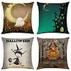 Halloween Party Halloween Decor Horror Ghost 1 Set of 4 pcs Halloween Series Decorative Linen Throw Pillow Cover for Halloween Gift Home Decoration, 18 x 18 inches 45 x 45 cm