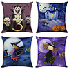 Halloween Party Halloween Decor Horror Ghost 1 Set of 4 pcs Halloween Series Decorative Linen Throw Pillow Cover for Halloween Gift Home Decoration, 18 x 18 inches 45 x 45 cm