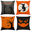 Halloween Party Halloween Decor Horror Ghost Set of 4 Black and red with halloween Linen Square Decorative Throw Pillow Cases Sofa Cushion Covers 18x18