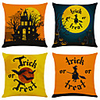Halloween Party Halloween Decor Horror Ghost Set of 4 Halloween Print Linen Square Decorative Throw Pillow Cases Sofa Cushion Covers 18x18