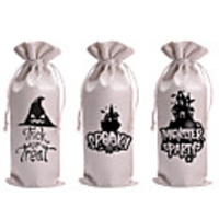 Halloween Party Halloween Linen Wine Holder Packaging Bag Gift Storage Bag Linen Drawstring Pocket