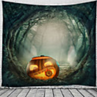 Halloween Party Holiday Wall Tapestry Art Decor Blanket Curtain Picnic Tablecloth Hanging Home Bedroom Living Room Dorm Decoration Psychedelic Pumpkin Haunted Scary Forest Polyester