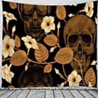 Halloween Party Holiday Wall Tapestry Art Decor Blanket Curtain Picnic Tablecloth Hanging Home Bedroom Living Room Dorm Decoration Psychedelic Skull Skeleton Haunted Scary Polyester