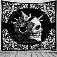 Halloween Party Holiday Wall Tapestry Art Decor Blanket Curtain Picnic Tablecloth Hanging Home Bedroom Living Room Dorm Decoration Psychedelic Skull Skeleton Haunted Scary Polyester