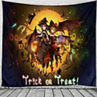 Halloween Party Party Wall Tapestry Art Decor Blanket Curtain Picnic Tablecloth Hanging Home Bedroom Living Room Dorm Decoration Cute Pumpkin Bat Witch Trick or Treat Polyeter
