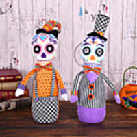Halloween Party Toys Swinging Skull Doll 2 pcs Skull Skeleton Iron Cotton Kid