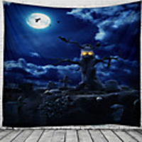 Halloween Party Wall Tapestry Art Decor Blanket Curtain Picnic Tablecloth Hanging Home Bedroom Living Room Dorm Decoration Pychedelic kull keleton Bat Pumpkin Haunted cary Grave Polyeter
