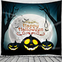 Halloween Party Wall Tapestry Art Decor Blanket Curtain Picnic Tablecloth Hanging Home Bedroom Living Room Dorm Decoration Pychedelic kull keleton Pumpkin Bat Haunted cary Catle Polyeter
