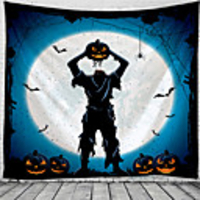 Halloween Party Wall Tapestry Art Decor Blanket Curtain Picnic Tablecloth Hanging Home Bedroom Living Room Dorm Decoration Pychedelic kull keleton Pumpkin Haunted cary Catle Polyeter