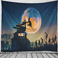 Halloween Party Wall Tapestry Art Decor Blanket Curtain Picnic Tablecloth Hanging Home Bedroom Living Room Dorm Decoration Pychedelic kull keleton Pumpkin Haunted cary Zombie Polyeter