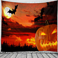 Halloween Party Wall Tapestry Art Decor Blanket Curtain Picnic Tablecloth Hanging Home Bedroom Living Room Dorm Decoration Pychedelic Pumpkin Bat Haunted cary Polyeter