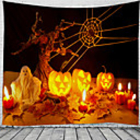 Halloween Party Wall Tapestry Art Decor Blanket Curtain Picnic Tablecloth Hanging Home Bedroom Living Room Dorm Decoration Pychedelic Pumpkin Haunted cary Polyeter