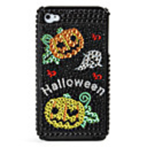 Halloween Pattern PVC Case with Crystals Cover for iPhone 4,  4S (Black)