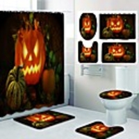 Halloween Pumpkin Pyscho Pattern PrintingBathroom Shower Curtain Leisure Toilet Four-Piece Design